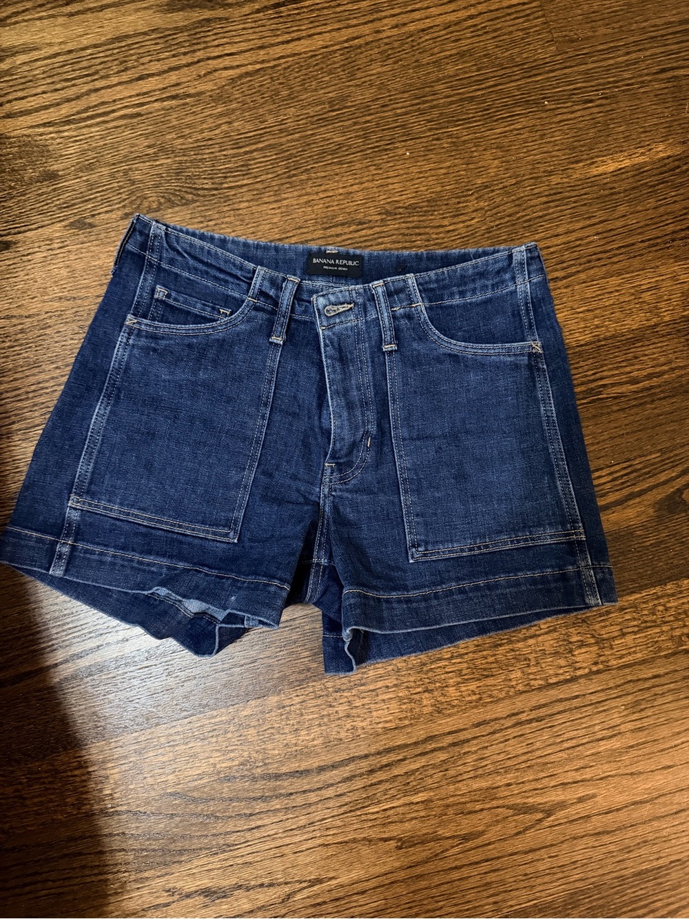 Banana Republic Dark Blue Denim Patch-Pocket Shorts